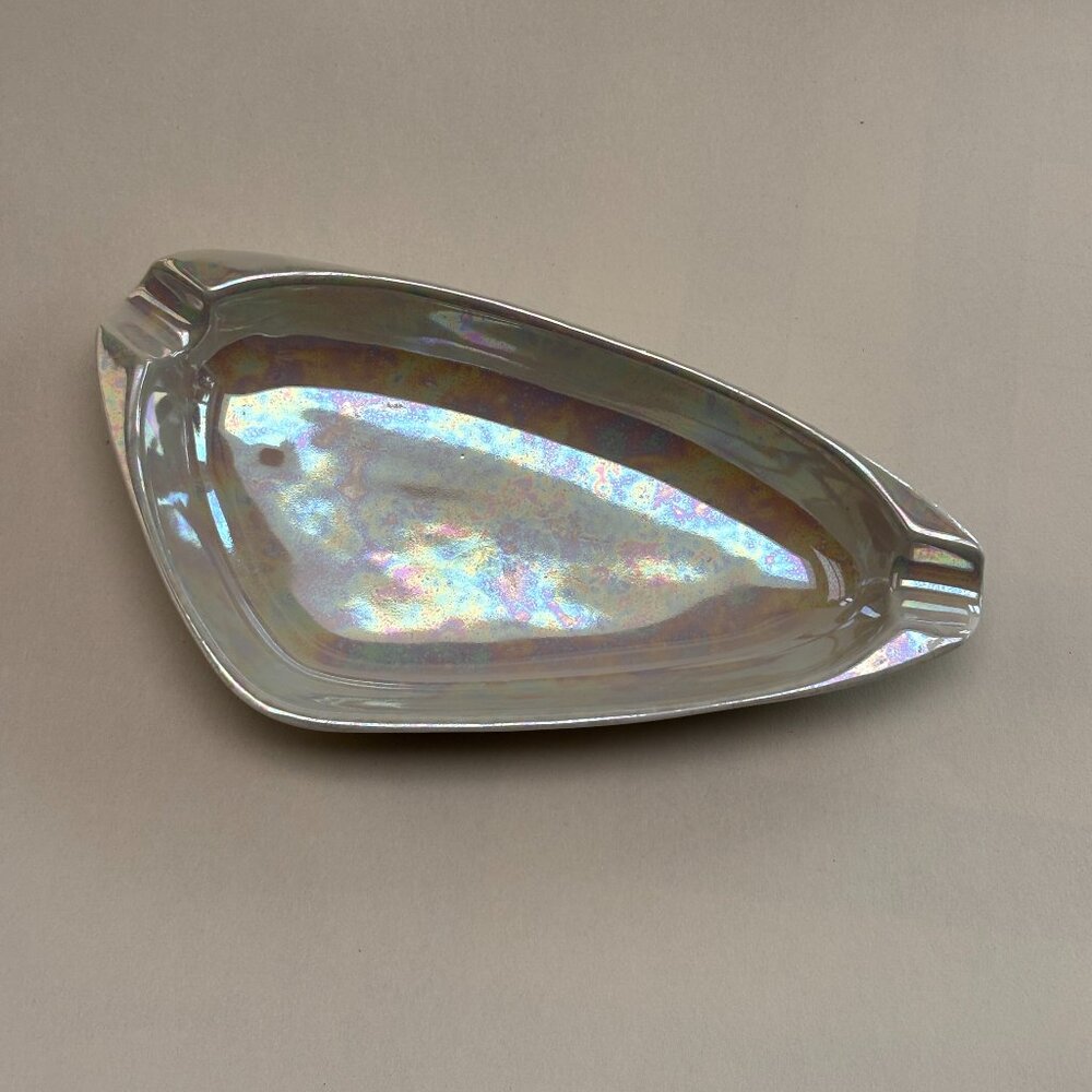 Vtg Opalescent Ceramic Ashtray